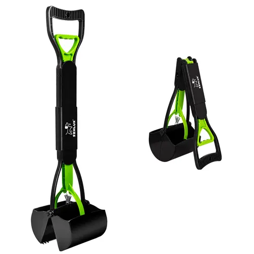 28" Pooper Scooper, Foldable Dog Pooper Scooper with Unbreakable Material and Durable Spring for Grass and Gravel