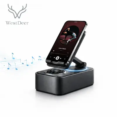 Wireless Bluetooth Speaker 5-in-1 Phone Stand with 3000mAh USB Charger Colorful Lights for Tablets iPhones & Android,Adjustable Rotatable Electronic,Ideal for bedrooms,desks,living rooms,bathrooms,Perfect Gift for Men Women
