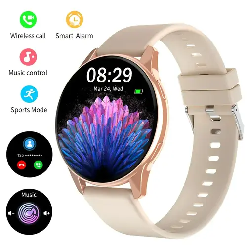 1.5-Inch HD Round Full-Touch Screen Smart Watch for Men - Universal Silicone Strap, Unpluggable Phone Call Answer, Step Tracker, Calorie Tracker, Multi-Sport Modes, Music Control, Alarm & Message Reminders, Monitor for iPhone & Android Wearable Device,soh