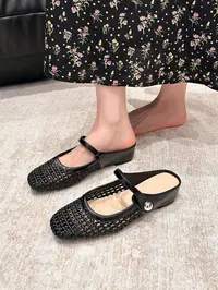Chic Square Toe PU Leather Women's Shoes, Square Toe Slip on Mules, Casual Plain Design, Rubber Sole, Medium Width, Invisible Heel Lift 4cm, All Seasons