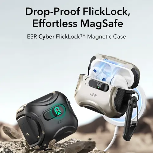 ESR for AirPods Pro 3 Case, Compatible with Airpods Pro 2025 (USB-C Cable), Effortless MagSafe, Drop-Proof Lock, Easy Open, Cyber Series