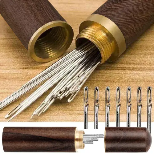 30 Pcs Self-Threading Hand Sewing Needles with Wooden Case, Side-Threading Sewing Accessories for Mending, DIY Embroidery, Self-Threading Tips Save Time,toolupgrade
