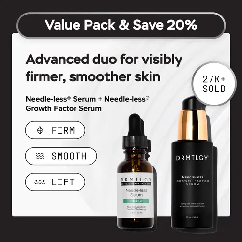 DRMTLGY Needle-less Duo - Needle-less Serum + Needle-less Growth Factor Serum. Visibly Lifts and Firms Skin with Peptides, Ceramides, and Hyaluronic Acid