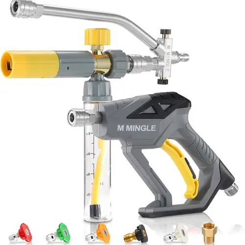 M MINGLE Pressure Washer Wand Car Wash Set with Mini Foam Cannon Kit, Dual Connector Accessory, Undiluted Foam Blaster, 5 Nozzle Tips, 1/4" Quick Connect for Car Wash, Patio Cleaning, DealsForYouDays,toolupgrade