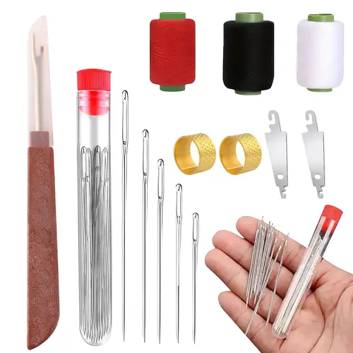 36PCS Multi-Size Corrosion-Proof Sturdy Steel Fine Needles Set - User-Friendly 34-Piece Hand Sewing Supplies Kit, Long-Thin & Short Needles for Silk, DIY Crafting Projects