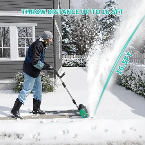 GARVEE 20V 12-Inch Cordless Brushless Electric Snow Shovel with Lithium 4.0Ah Battery or Wired Option, Ergonomic Design, Safety Switches, 16.5ft Snow Throwing Distance, 4.7in Cleaning Depth for Driveway & Steps,toolupgrade