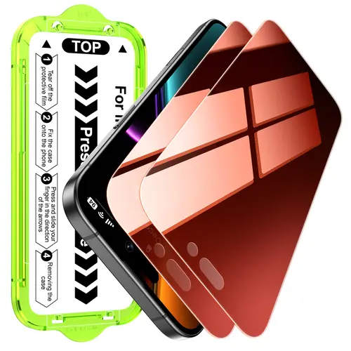 Esanik 2-Pack Gradient Tint Privacy Screen Protector for iPhone Series (17/16/15/14/13 Pro Max Plus) - Anti-Spy Tempered Glass, 9H Military-Grade Hardness, Anti-Scratch, Shatterproof, Shockproof, Blue Light Ease, Flawless Fit Tray, Phone Aesthetic