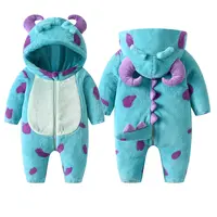 Baby Fleece Bodysuit, Cartoon Cattle Romper with Horned Hood, Warm Winter Snowsuit for Infants & Toddlers, Baby Boy Clothes, Baby Clothing, Animals,back to school,sohochic