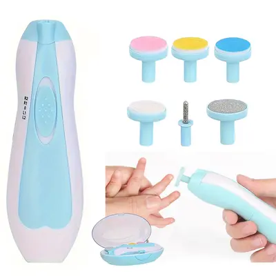 6-in-1 Unisex Electric Nail Grooming Kit, Compact Cordless Toddler Nail Clipper & File for Baby and Adults, Portable Manicure Tool with 4 Attachments, Cordless Nail Trimmer