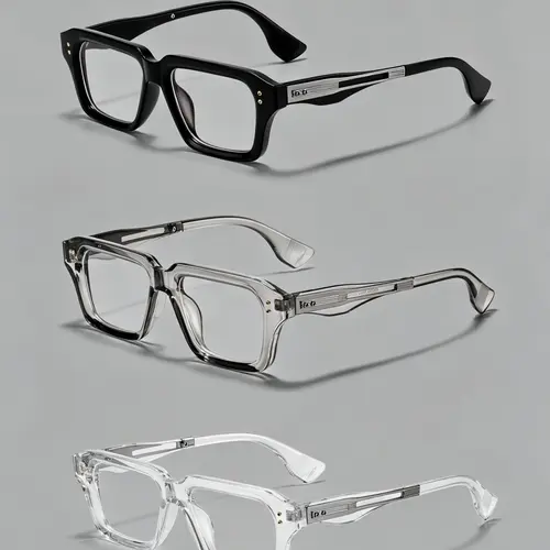 Caterside 1/2/3 Counts Luxury Square Frame Glasses, Metal Minimalist Design, Anti-Blue Light, Perfect for Yacht Parties, Art Exhibitions, City Tours