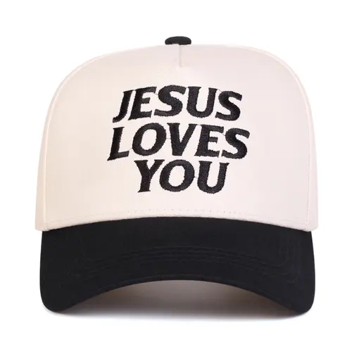 Unisex Jesus Loves You Letter Embroidered Message Baseball Cap Sports Hat, Embroidered Snapback, Adjustable Outdoor Sun Protection Durable Hat with Unisex Appeal for Spring & Fall Travel Beach Vacation, Bold Graphic Hats