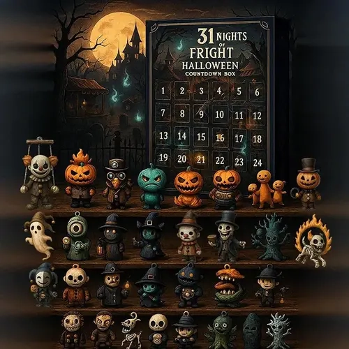 2026 Halloween Countdown Advent Calendar Plastic Gift Box - 31 Nights of Fright Blindbags Surprise Set, Random Surprise Set, 3‑5CM Scary Doll Collectible Minifigures, Hanging Charms, Mini Decorations, Party Gift for Horror Lovers