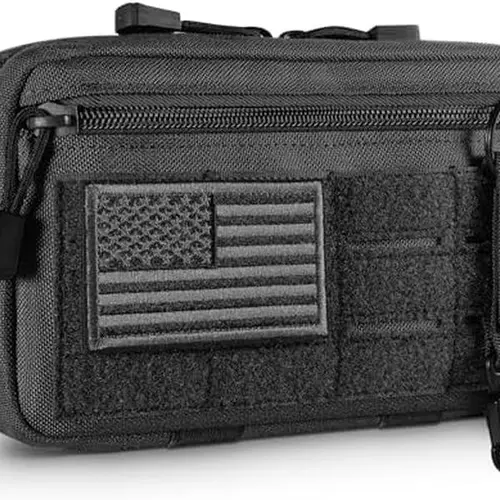 BIGWIG Men's Tactical Molle Admin Pouch - 8.7"x5.3"x2.2" 1000D Nylon EDC Tool Pouch with US Flag Patch, Keychain, Waist Slip Pocket, Mesh, Snap - Modular Durable Tactical Accessory for Back to School, Cars,sohochic