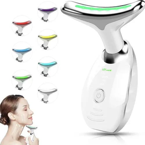 Neck Face Massager, 7 Color Led Face Neck Massage for Skin Care at Home, Portable Facial Massager,Face Sculpting Tool,Multifunctional Vibration