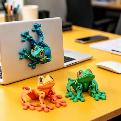 3D Printed Magnetic Poseable Frog Toy - Glow-in-the-Dark Colorful Gradient Refrigerator Magnet, Christmas/Easter/Graduations Gift for Couples, Interactive Desk Decor