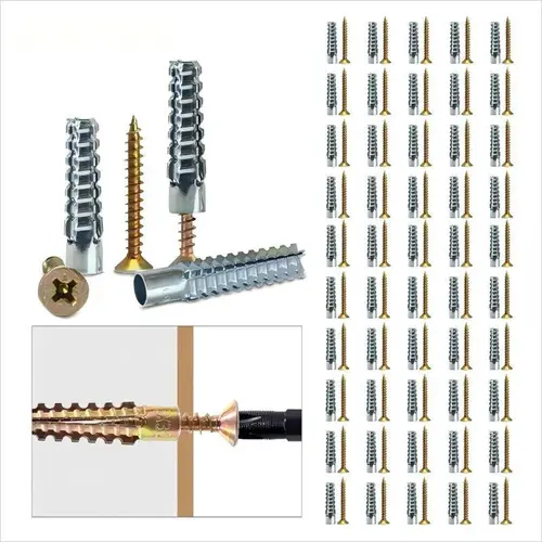 50 Counts Metal Expansion Screws,Heavy Duty Hollow Wall Anchors with Screws,Ldeal for Concrete Wall,Loose Hinge Hole Repair Kits,Hollow-Wall,Wooden Wall and Hinge Hole Repair.,sohochic