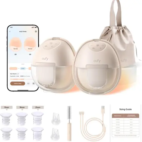 [LIVE ONLY] Eufy S1 Heated Wearable Breast Pump, Hands-Free Breast Pump with Industry-Leading HeatFlow Tech, App-Controlled OptiRhythm, Hospital-Grade Suction, Leakproof, Slim and Ultra-Quiet for in-Bra Use,sohochic