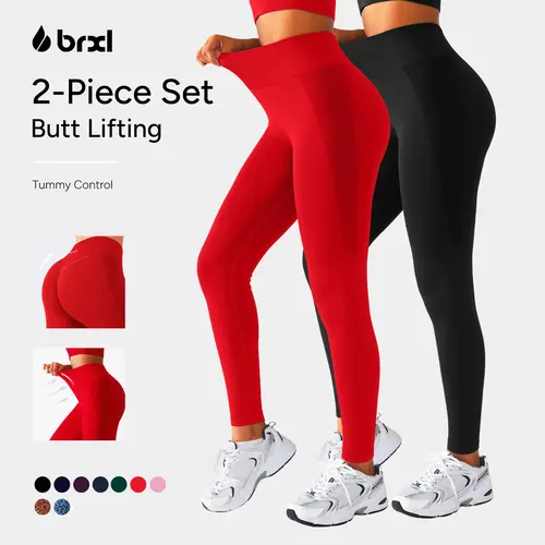 BRXL 2-Piece set Lycra Fabric Butt Lifting No Front Seam High-Waisted Breathable Yoga Pants Tummy Control Seamless Gym Running Leggings #Parati #GymWorkout #TikTokMadeMeBuyIt #outdoorfun #Summervibes-3,travel essentials,camping essentials,sohochic
