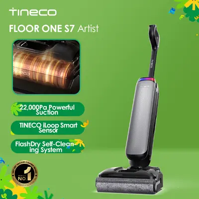 Tineco FLOOR ONE S7 Artist Smart Floor Washer, Vacuum and Mop Combo with 22kPa Strong Suction, iLoop Dirt Detection, Zero-Tangle Brush Design, 185°F Flashdry Technology, 50-Min Cleaning Power,back to school,back to school haul,sohochic