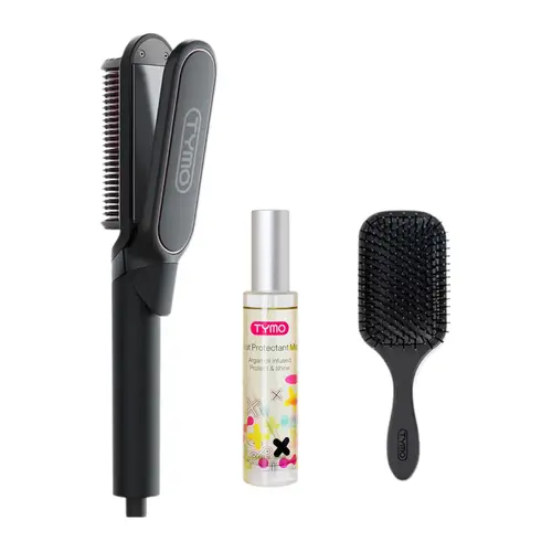 TYMO FLIPRO Hair Care Set - FlipPro 2-In-1 Straightener Comb & Styling Tool with TYMO Heat Protectant Spray for Lightweight Frizz Control, Ceramic Coating, Fast Heat-Up, Summervibes gift Hair Flat Iron fathersdaygift,father'sdaygifts,dorm essentials toolu