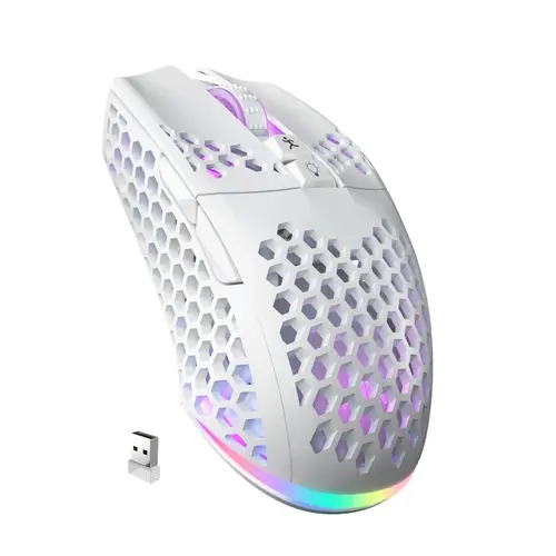Solakaka SM600 Tri-Mode Gaming Mouse - 2.4G/BT5.0/USB Wired Connection, Ergonomic USB-C Wireless Bluetooth Mouse, RGB Lighting PC Office Accessory for Desktop Laptop