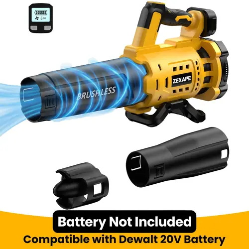 Cordless Brushless Blower (No Battery) – Wireless Handheld High Speed Super Power Blower, Compatible with Dewalt 20V Max, Milwaukee 18V, Makita 18V Batteries, 480 CFM, 6 Variable Speeds Up to 130MPH, Digital Display for Lawn Care, High Speed Blower,sohoch