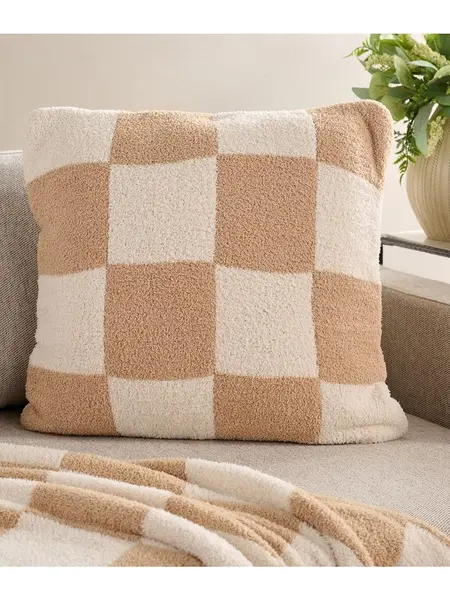 Fierce Home Cozy Knit Checkered Throw Pillow