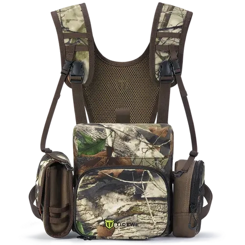 TIDEWE Binocular Harness Chest Pack with MOLLE System, 2 Detachable Pouches, Silent Magnetic Closure, Lightweight & Waterproof Bino Harness for Hunting, Hiking & Birdwatching
