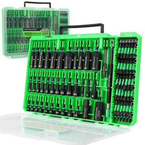 Magnetic Nut Driver Set for Impact Drill Metric & SAE, 74 or 41 Piece, Impact Socket Adapter, Power Bits with Magnetic Holder, Wing Nut Driver, Universal Socket, 1/4'' Quick-change Bit Extension, Christmas Gift, Screwdriver Bits, Heavy Duty Tool,toolupgra