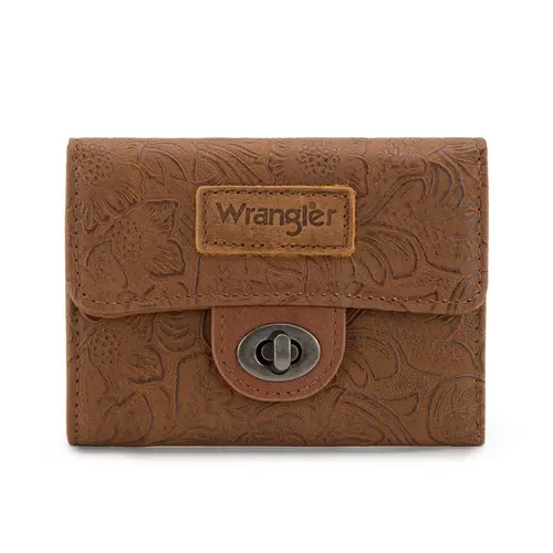 Wrangler Small Wallets for Women Minimalist Bifold Card Cases & Money Organizers with Zipper Coin Pocket