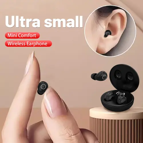 INSONIXN Mini Invisible Earbuds - Bluetooth 5.3 Cordless Headset, Ultra-Thin Ultra-Small, Binaural HIFI Sound, 18D Deep Bass, Dual LED Display, Side-Sleep Friendly Fit, Charging Case Included, Gender-Neutral Gift for Music Lovers, Android-Compatible
