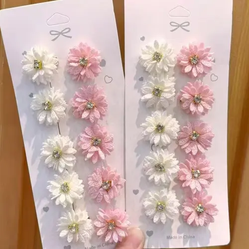 Cute Flower Hair Clips with Rhinestones, 20-Piece Set, Sweet Sparkling Hair Accessories for Girls & Women, Barrettes Hair Clips, Fun Hair Clips, Hair Style Accessory, Floral Hair Accessories
