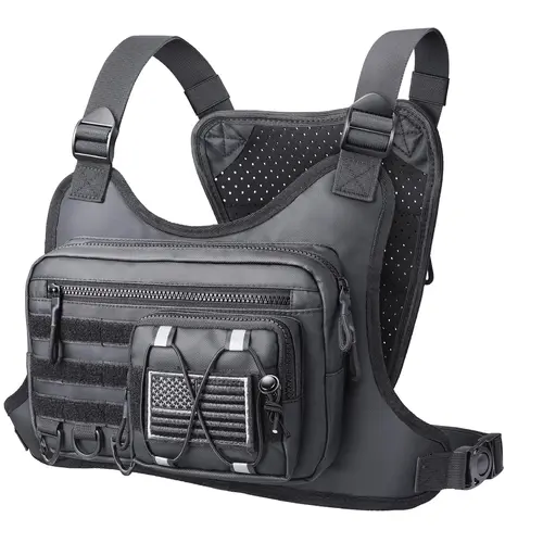 Chest Bag for Men Women, Tactical Chest Rig with Holster, Sport Chest Pack for Outdoor, Running Vest for Hiking, Cycling, Travel, Workouts, EDC Training Jogging Equipment Men's Accessories tiktokshopbacktoschool,back to school,back to school haul,sohochic