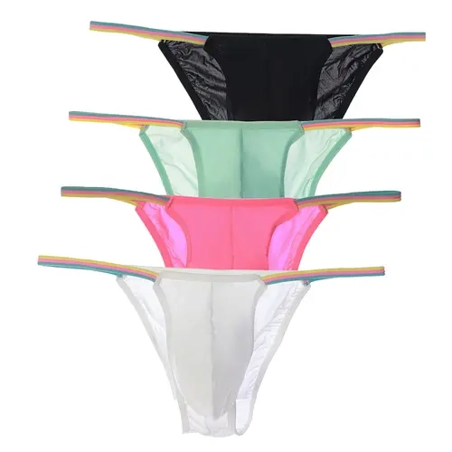 Men's Briefs Low Rise Bikini Underwear Bulge Enhancing Breathable Nylon Sports Cut with Full Pouch US Size