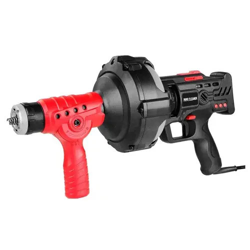 Corded Electric Auto-Feed Handheld Drain Auger Drain Clog Remover, 25ft/7m 300W 110V DC 0-550 RPM Pipe Clearing Tool with Replaceable Ultra-Flex/Flexible Cable, Steel Screw, LED Light - Reverse for Clogs, Snakes Through Bends, Fits 3/4"-2"/19-50mm Pipes