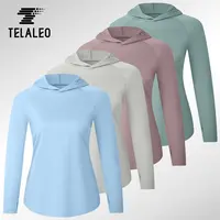 TELALEO 5-Pack Women’s Quick Dry Running Hoodie - Lightweight Long Sleeve Activewear Fitness Top with Thumb Holes, Sun Protection Sports Outerwear for Gym Workout Apparel, Outdoor Use