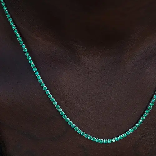 GLD Emerald Diamond Micro Tennis Chain | 14k White Gold Plated Unisex 16-22" Lengths 2mm Width Guaranteed for Life - Perfect Gift #TikTokShopBackToSchool