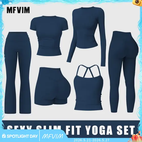 MFVIM 2-Piece Impact  Set for  Women's Long/Short Sleeve T-Shirt Tank Top +  Impact Shorts with Butt Lift, Seamless  Biker Shorts, Going Out  Set,  Clothing, Skinny Sports Apparel, Compression Activewear  Wear  Clothin gym fitness workout Yoga Bottoms Spr