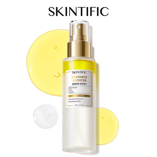 [SKINTIFIC] Radiance Booster Serum Spray, Hydrating Face Mist with Bifida Ferment & Squalane, Instant Dewy Glow, Soothes Skin, Vegan Skin Care, All In One Mist 3.3 fl oz