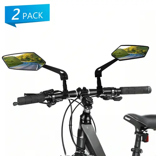 2-Piece HD Glass Bicycle Mirrors, ABS Material 360° Rotating Rear View Mirrors with Wide Field of View for Mountain Bikes, E-Bikes, Motorbikes