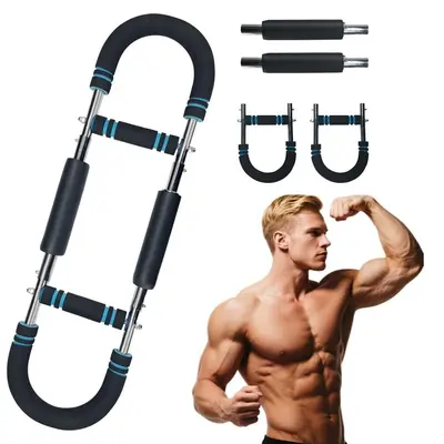 2-in-1 Unisex Sturdy Strength Training Gear, Dual-Function Arm Trainer with Adjustable Tension Control, Portable Chest Workout Bar for Home Gyms & Office Workouts, Upper Body & Forearm Muscle Exercise Gear