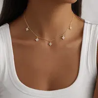Pancert Dainty Floral Choker Necklace, Gold-Plated with Sparkling CZ Charms, Cute Women's Fashion Costume Jewelry, Ideal Gifts for Women & GF Gift,sohochic