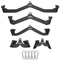 VEVOR LAT Pulldown Attachments 5-Set Gym Accessories, 17mm Thick Steel Plate Resists Bending Steel Cable Machine T-Bar/V-Bar, Rubber Coated Handle for Home Gym Muscle Gain Exercise Machine Attachments#SohoChic, Works With Most Cable Rigs