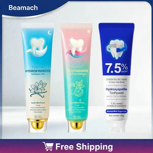 Hydroxyapatite Toothpaste & Hydroxyapatite 10%+Niacinamide Whitening toothpaste Set - Enamel Repair & Gum Care | Sensitivity Relie | Enhances Oral | Whitening | Fluoride-Free#dealsforyouday Natural Stain-Removing Hypoallergenic pemutih gigi tiktokshopspri