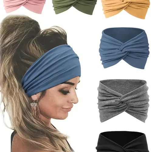 6-Piece Wide Elastic Hairbands Set, Headbands Women, Knotted Headband, Soft Skin-Friendly Cross Knot Design, Perfect for Various, Trendy Hairstyles Made Easy, Hair Accessories