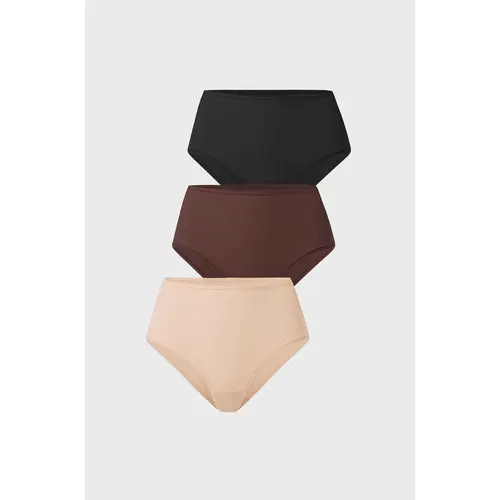 Women's Inbarely Soft Full Briefs - Mid Waist Underwear Breathable Stretch Tagless Ladies Panties 3 Pack