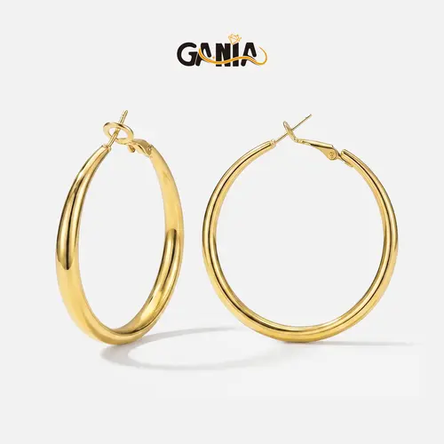 GANIA Gold-Tone & Silver-Tone Hoop Earrings for Women – Brass Base, Lightweight Multi-Size Hoops Set (30/40/50/60mm), Daily Jewelry Gift for Girlfriend Wife Mom