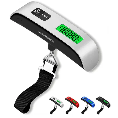 Digital Hanging Luggage Scale with Backlit for Travel, Portable Handheld Suitcase Weight Scale with Hook, 110 Pounds, Battery Included（Silver）