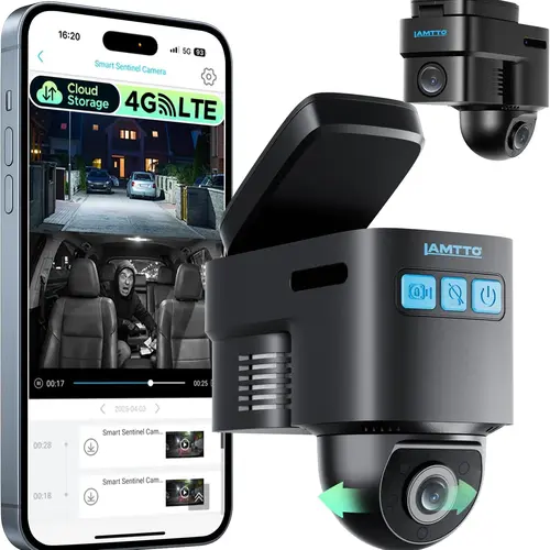 【Data Recharge Required】LAMTTO 4G LTE Car Security Camera- Monitor Your Vehicle Anytime, Anywhere ， Starting at Just $0.47/Day. Features GPS tracking, instant alerts, and accident recording for 24/7 all-around protection of your car!