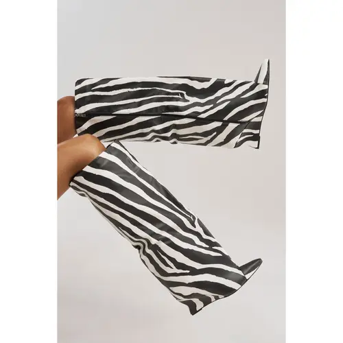 AZALEA WANG KENYA ZEBRA KNEE HIGH WEDGE BOOT